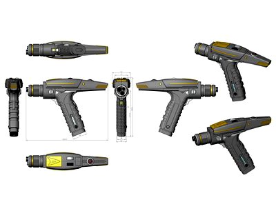 general views drawing of the phaser pistol from star trek discovery