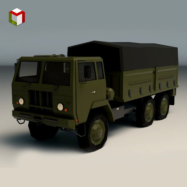 low poly military truck 04