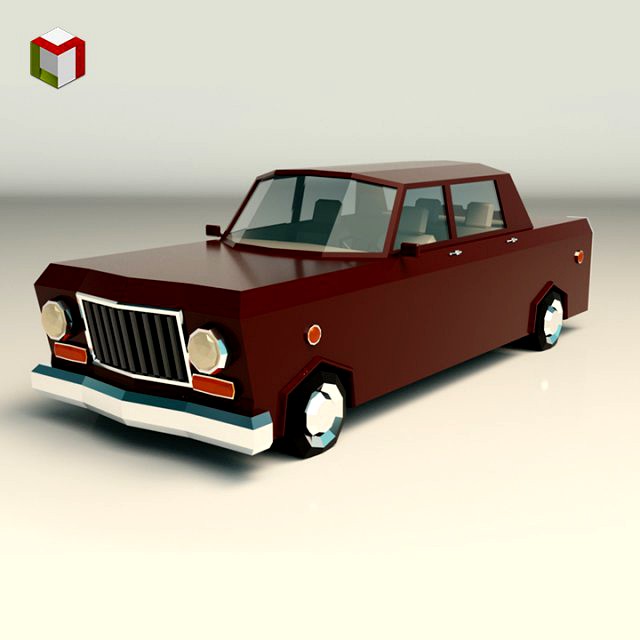 low poly sedan car 08