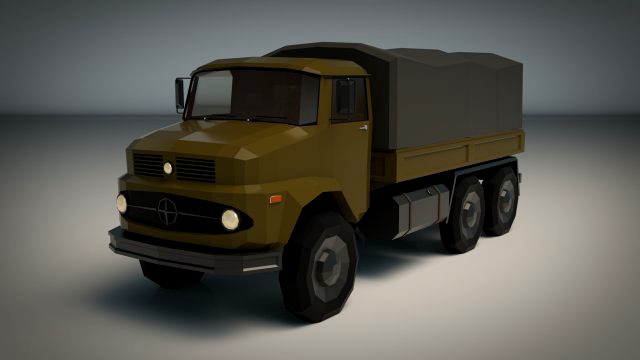 low poly military truck 03