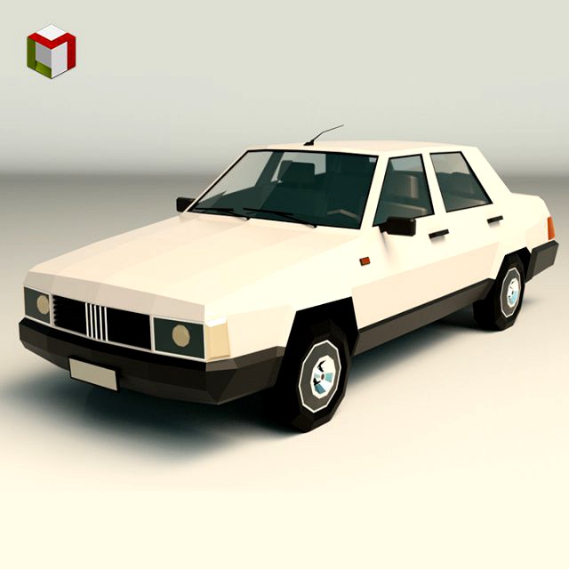 low poly sedan car 07