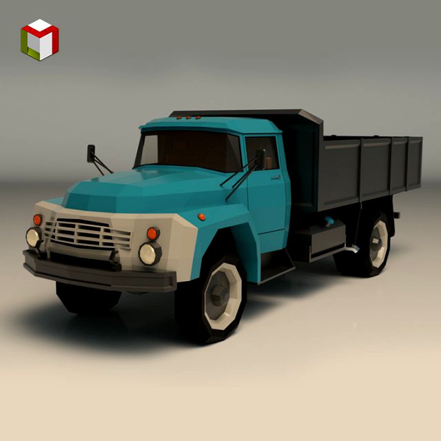 low poly vintage truck 02
