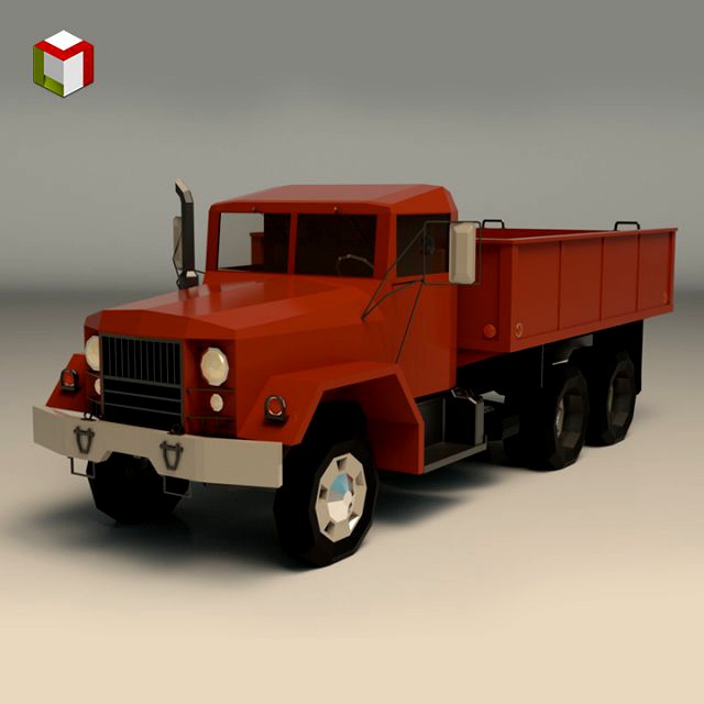 low poly vintage truck 01