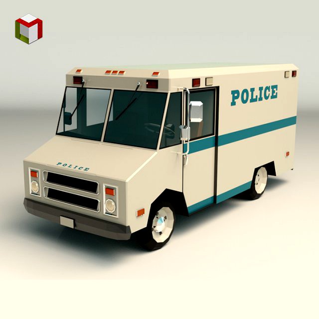 low poly police van 03