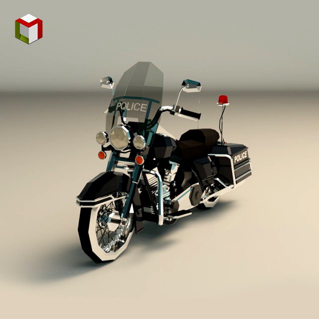 low poly police motorcycle 01