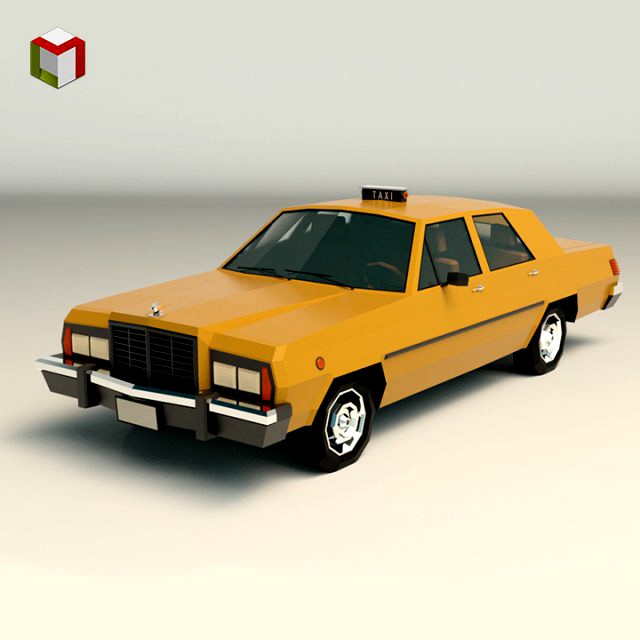 low poly taxi cab 02