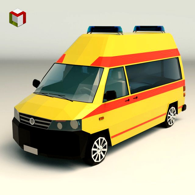low poly ambulance 03