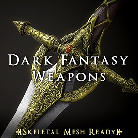 DARK FANTASY MEDIEVAL WEAPONS - Skeletal weapon ready [Sword,Shield,Axe,Bow...]