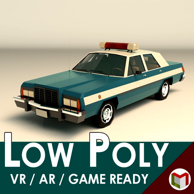 low poly police car 03