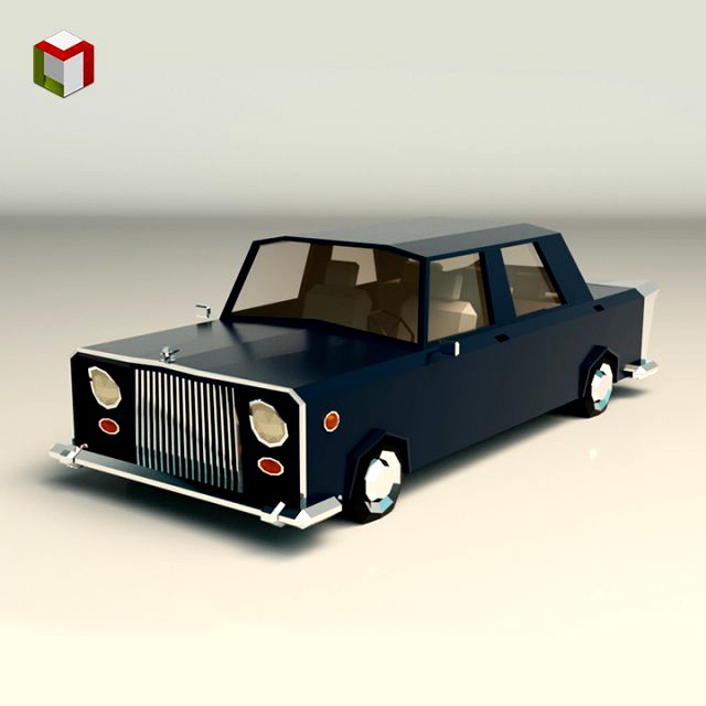 low poly sedan car 06