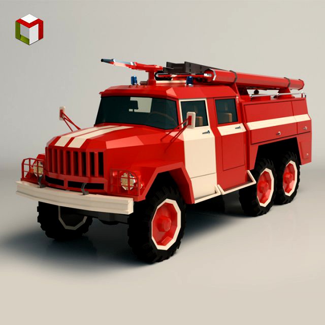 low poly fire truck 03
