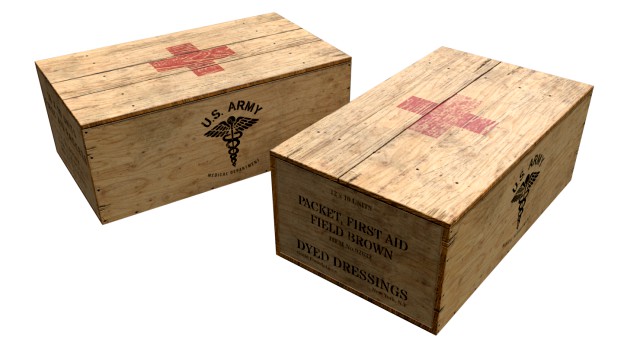 us first aids wooden boxes wwii