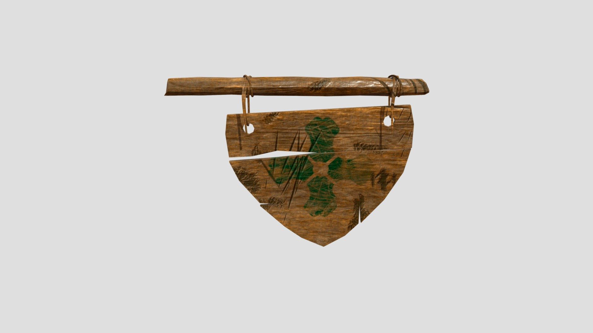 medieval wooden signage with pbr Low-poly