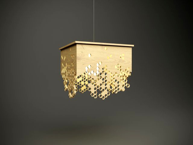Wood parametric ceiling lamp model for cnc machine