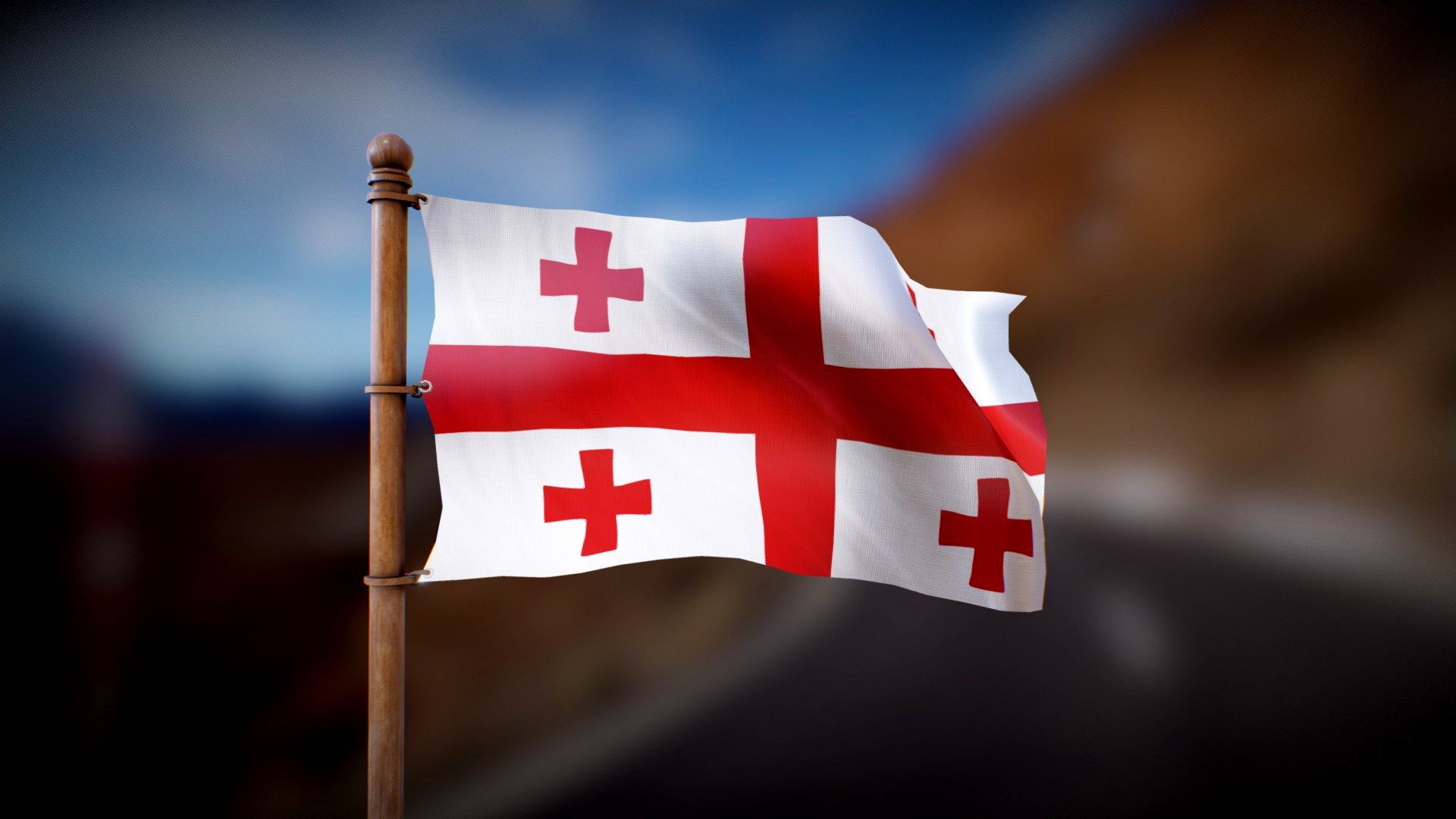 Flag of Georgia - Wind Animated loop
