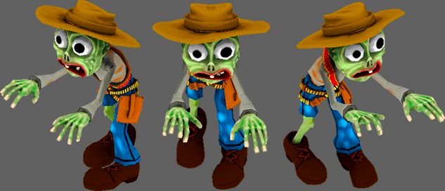Toon Cowboy Zombie Character 3D Model