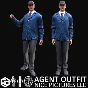 Man - Agent Outfit - Modular - Rigged