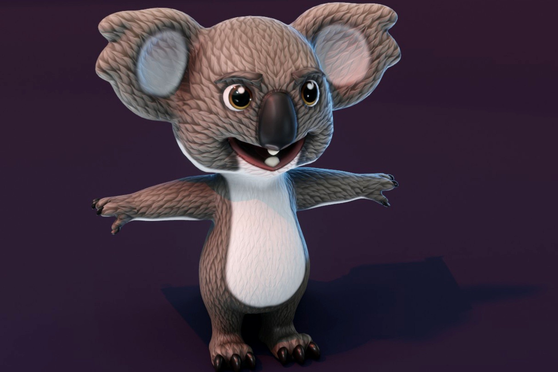 Cartoon Koala Animated 3D Model