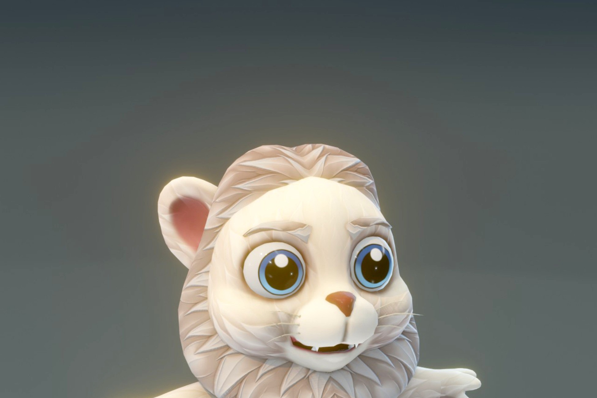 Cartoon White Lion Animated 3D Model