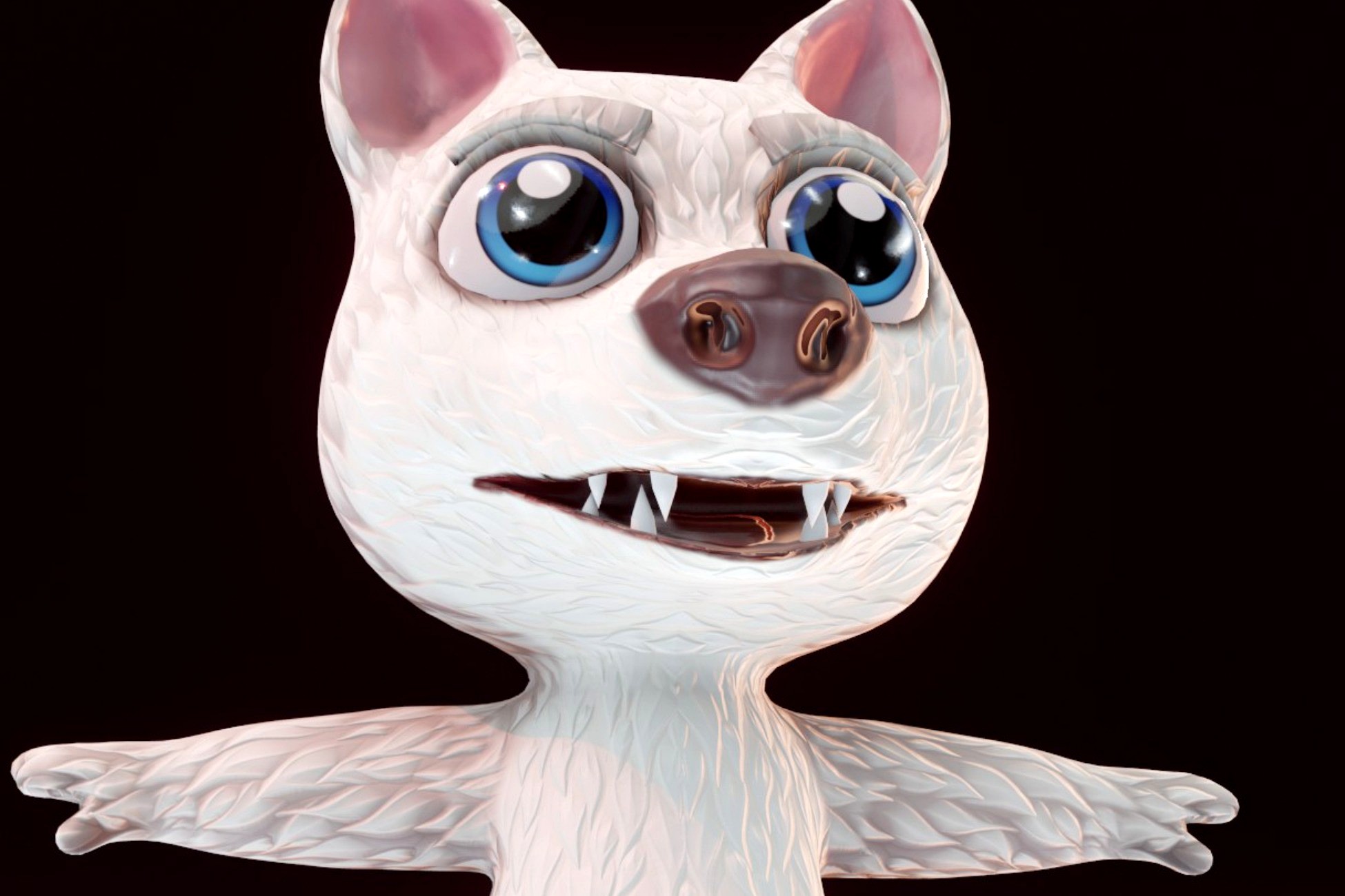 Cartoon White Wolf Rigged 3D Model