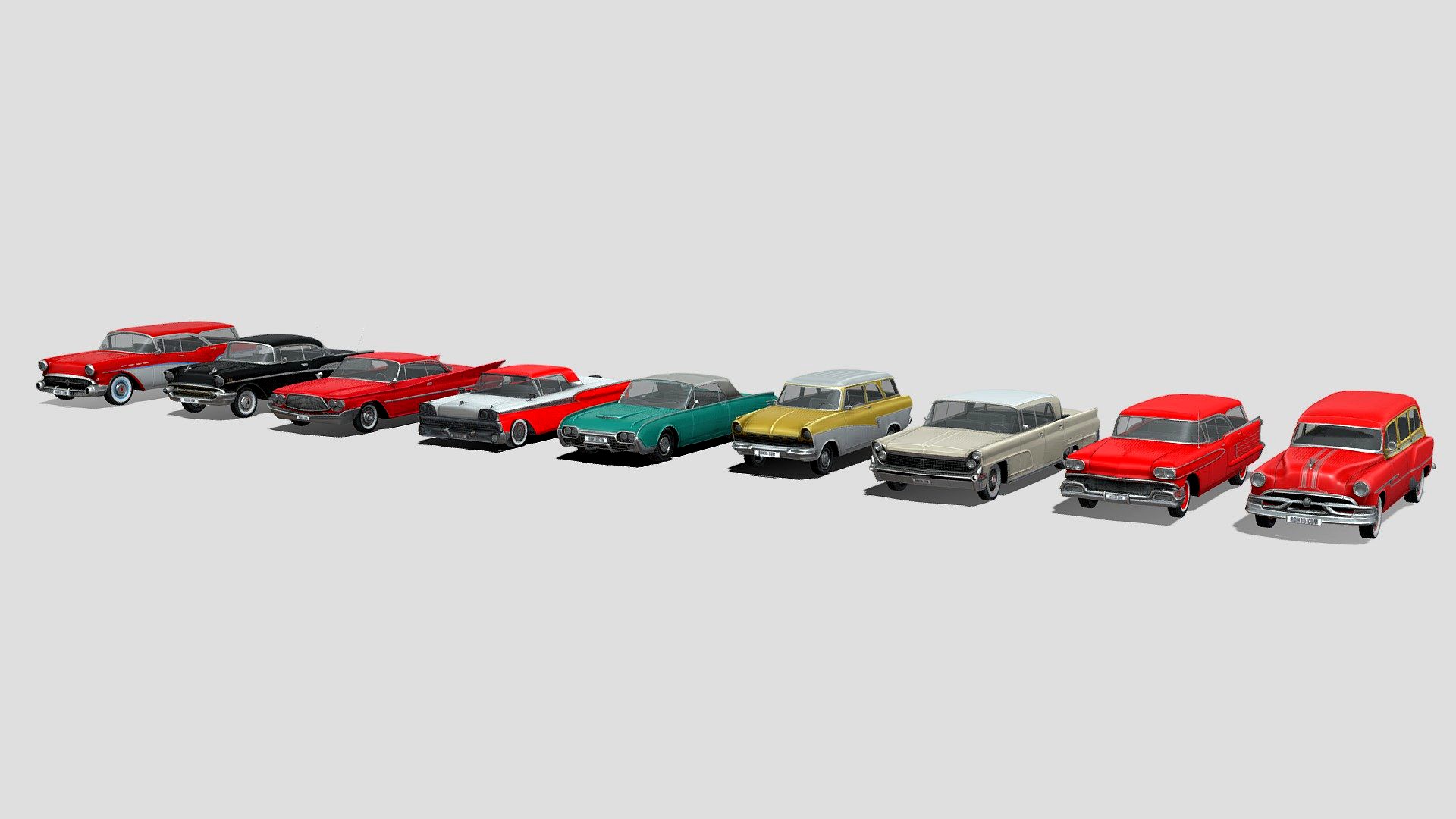 Low Poly Cars Collection 006 - Classic Tailfins