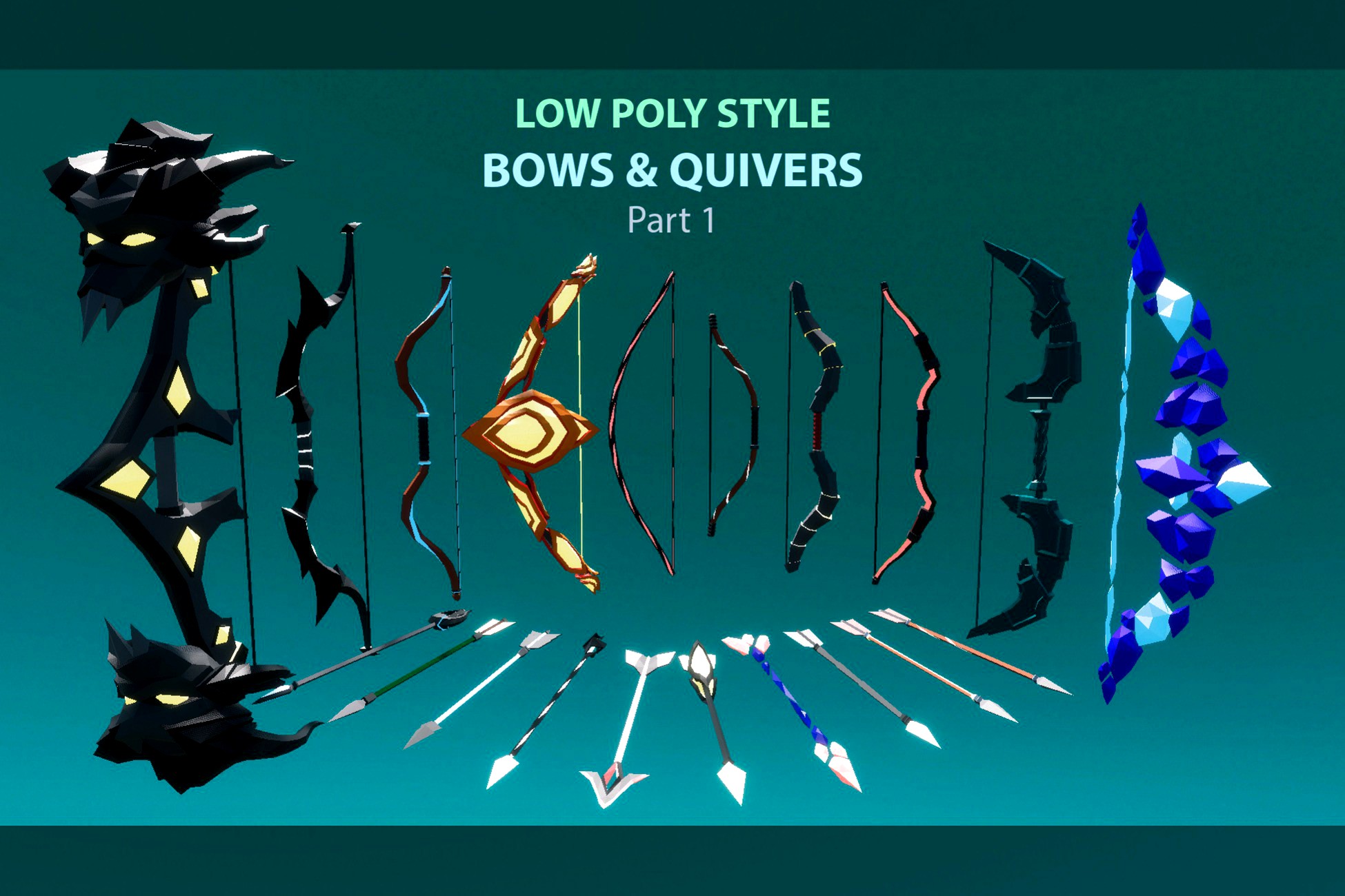 Low Poly Style Bows &amp; Quivers Part 1