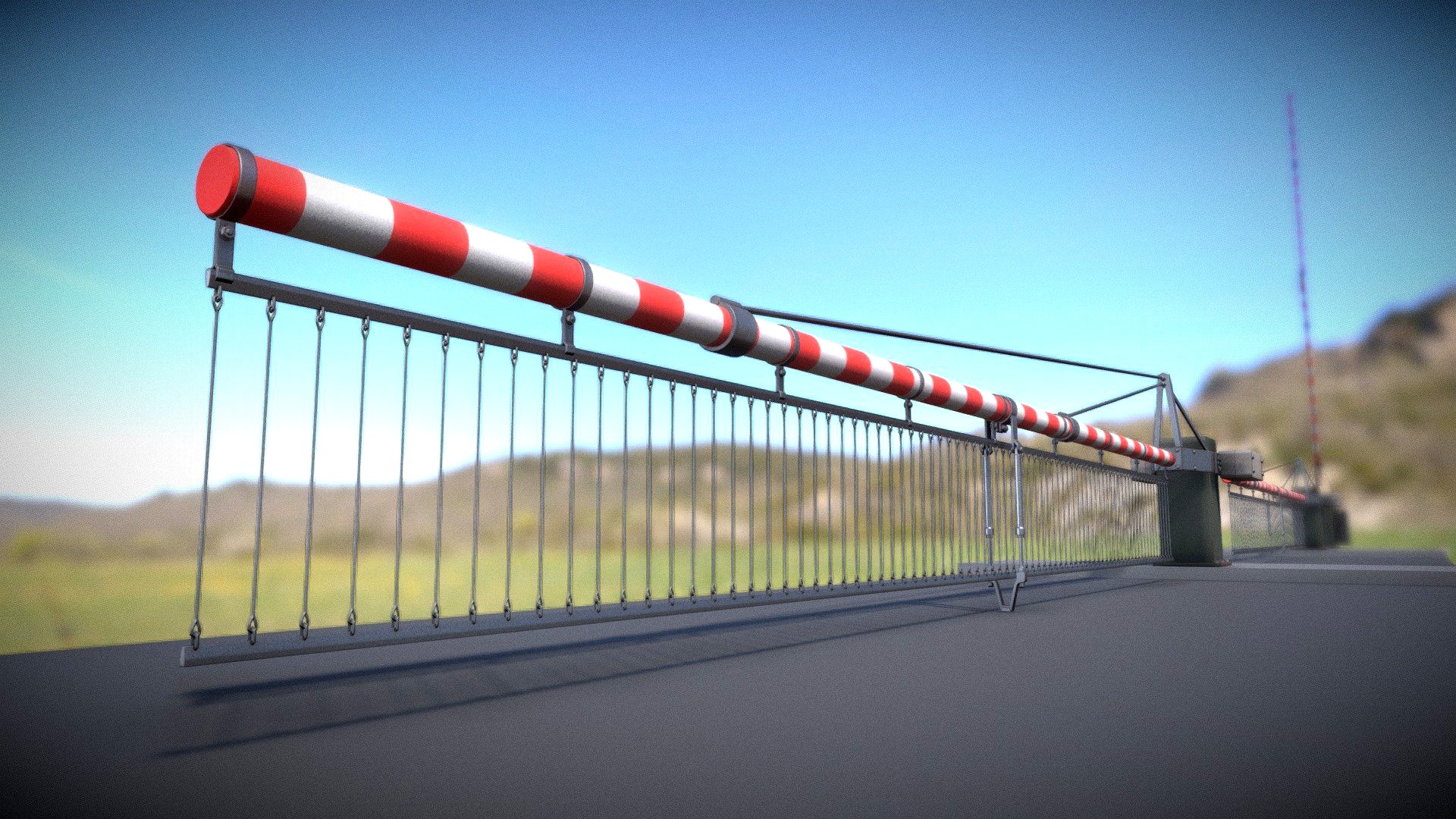 Low-Poly Railroad Barrier 8m Protective Grid