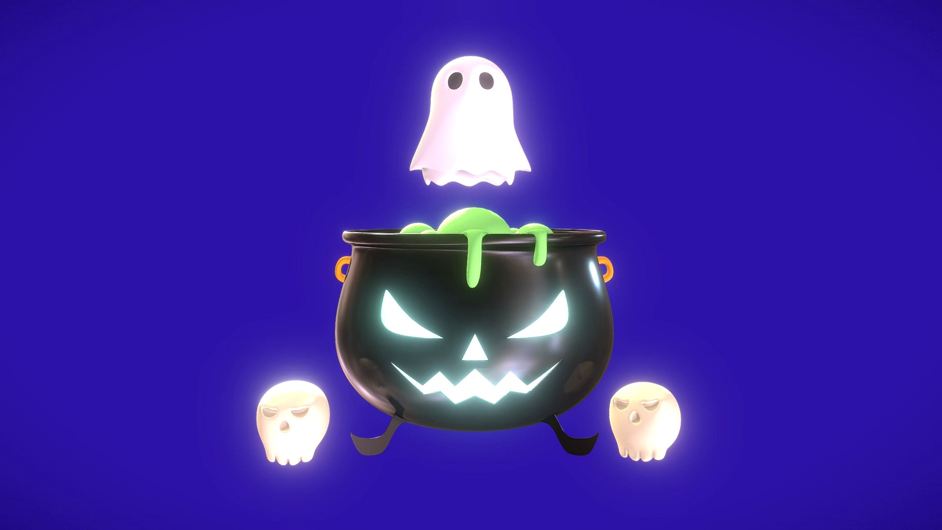 3D stylized cauldron - Halloween illustration