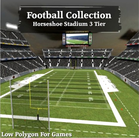 Football Collection Horseshoe Stadium 3 Tier 3D Model