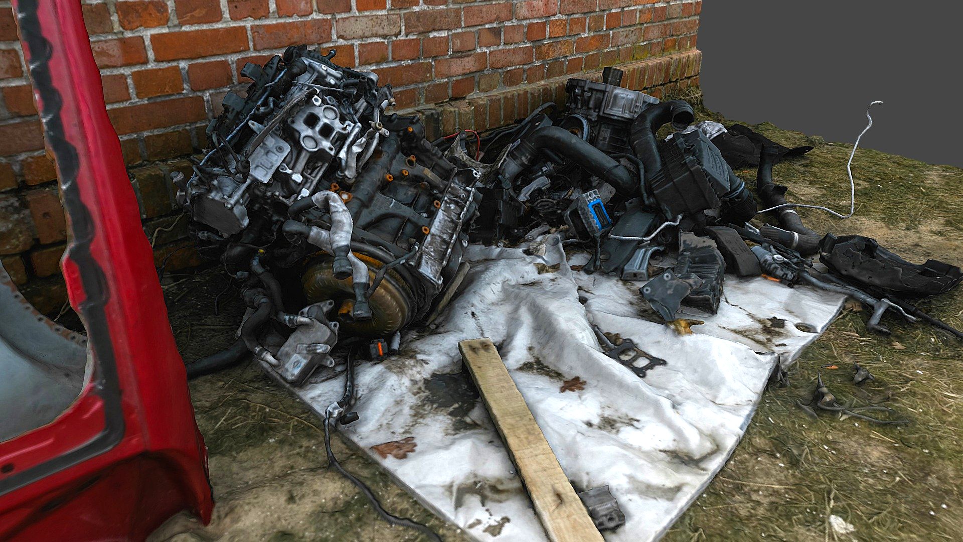 Scrap metal auto engine