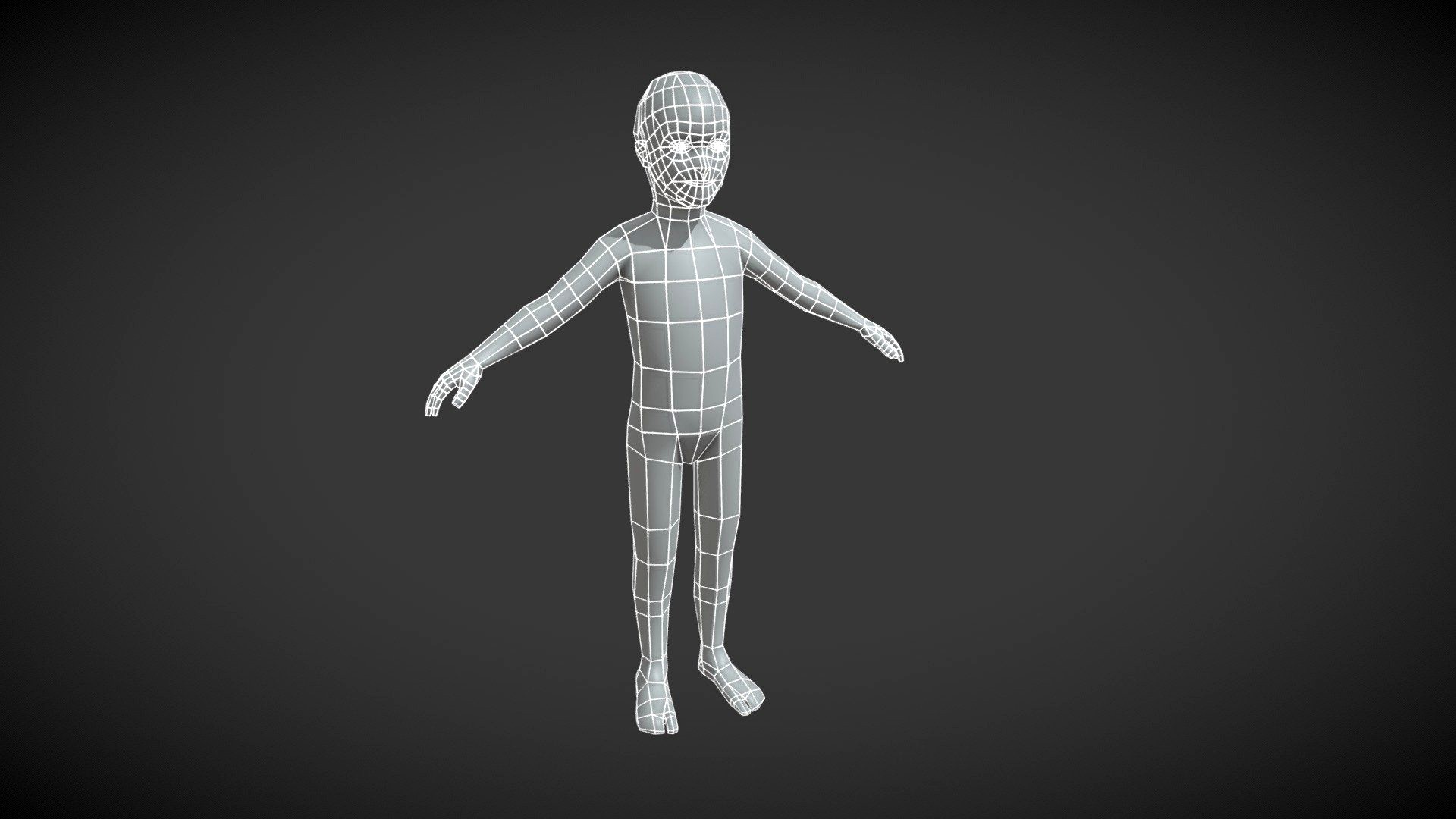 Boy Kid Base Mesh 3D Model 1000 Polygons