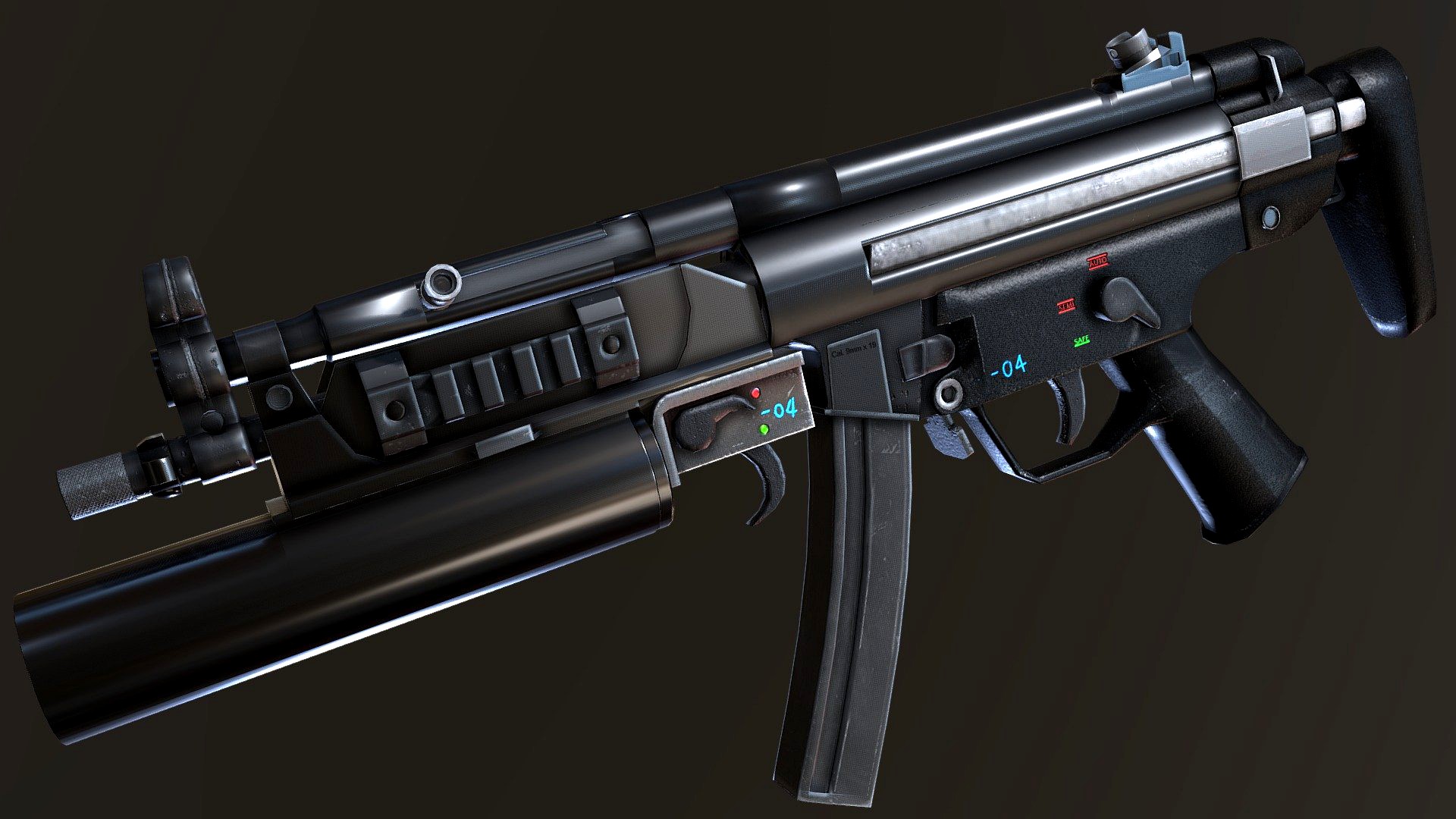 MP5 & Grenade Launcher 3d model