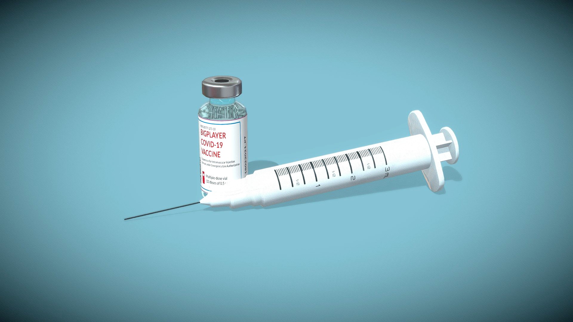 Syringe and vial with labels