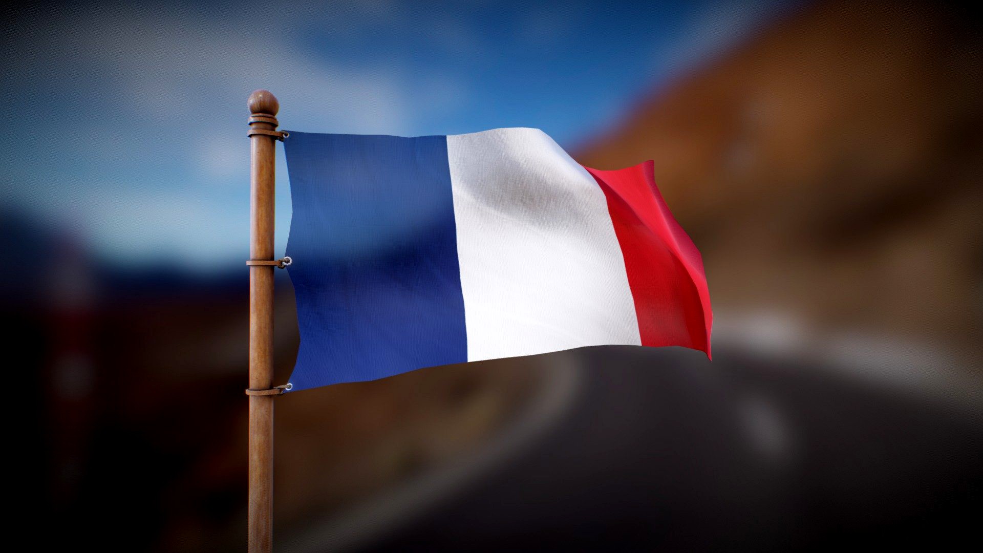 France Flag - Wind Animated Loop