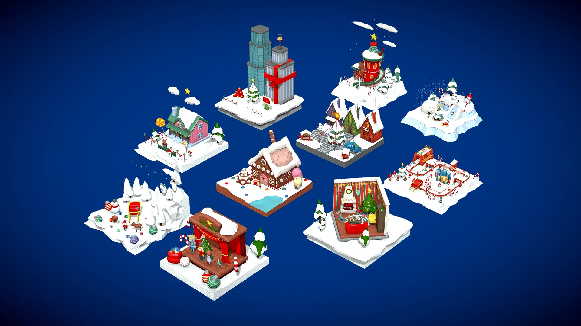 Low Poly Christmas Set
