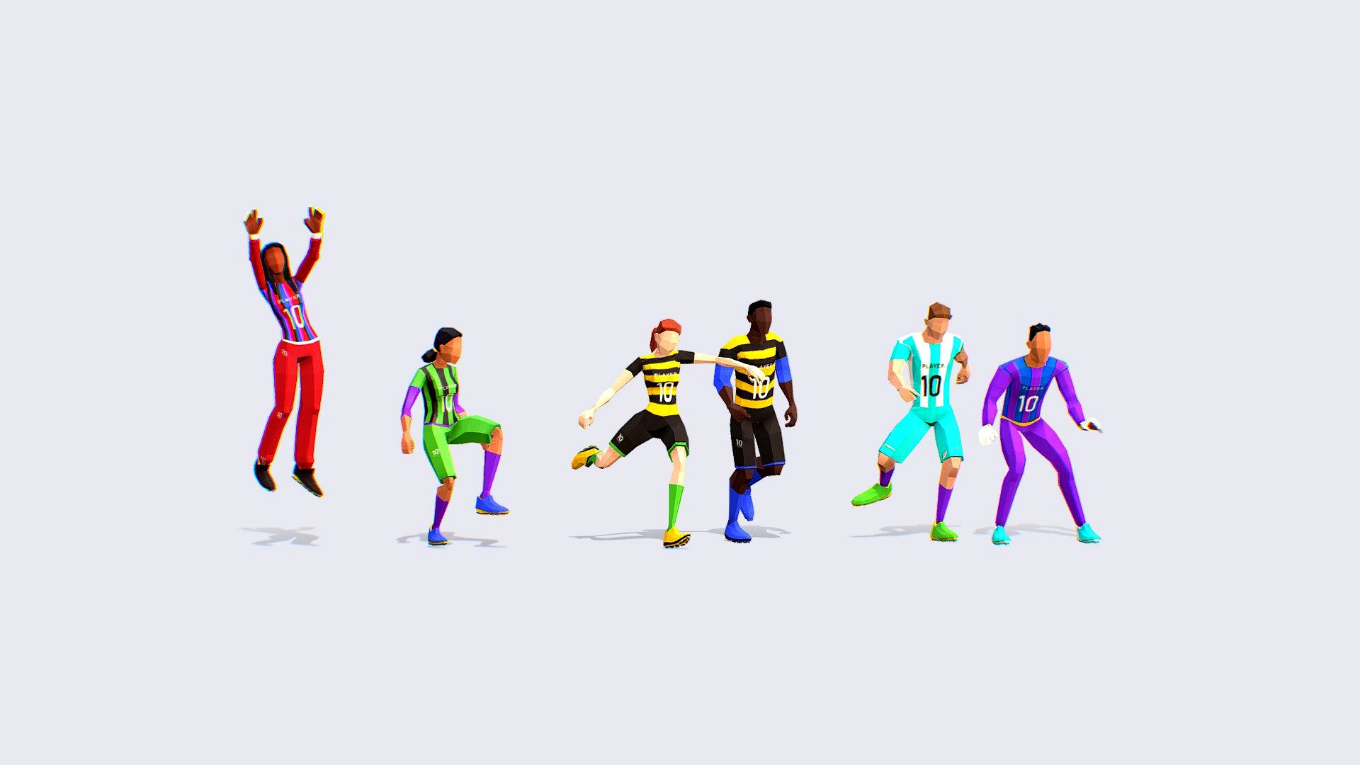 Football Soccer Players Animated & Rigged 3d model