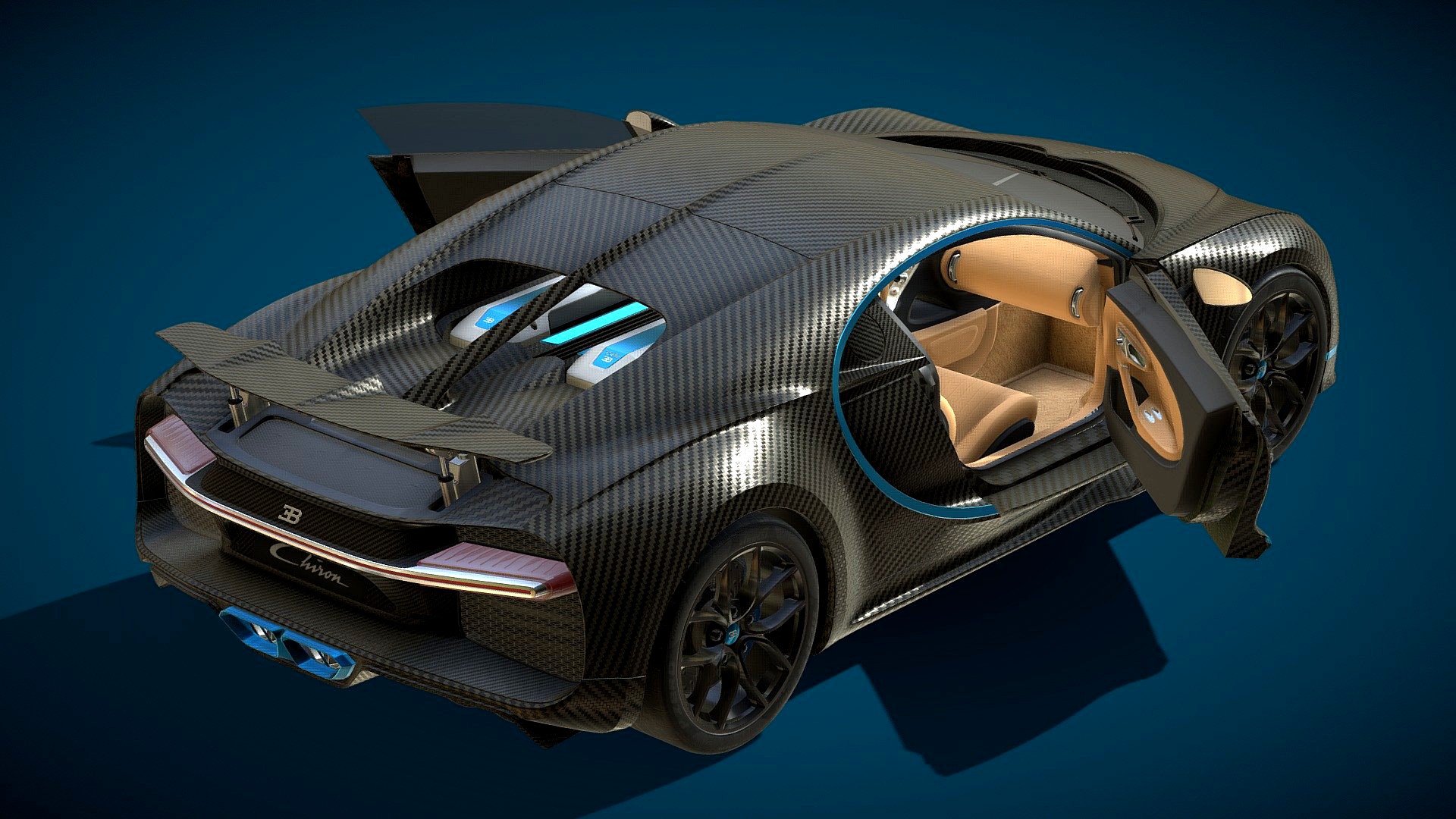Bugatti Chiron Carbon Fiber Version 3d model