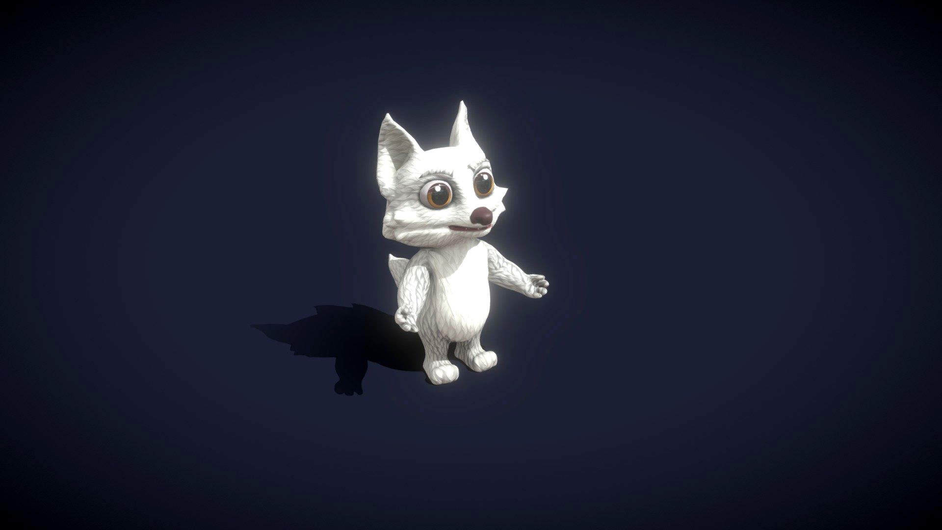 Cartoon Arctic Fox Animated 3D Model