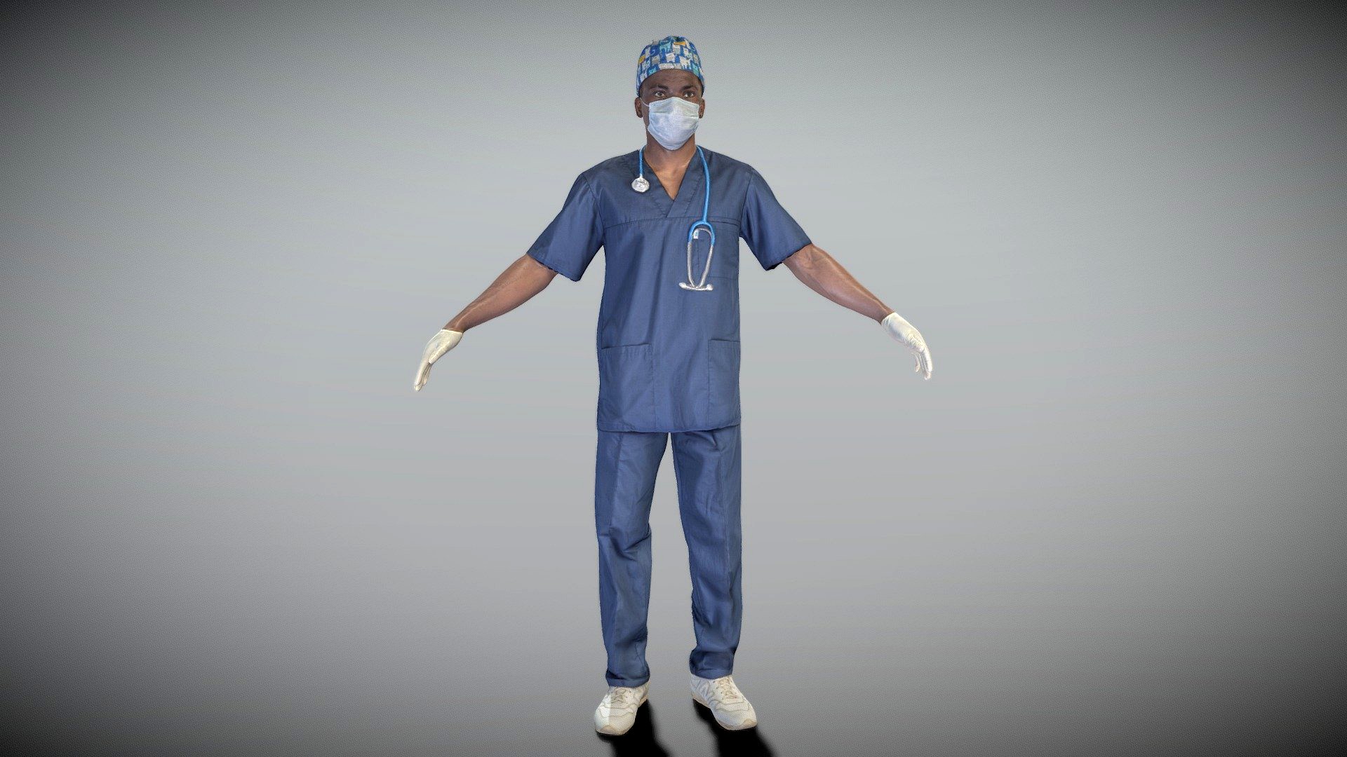 Surgical doctor in mask and gloves in A-pose 308