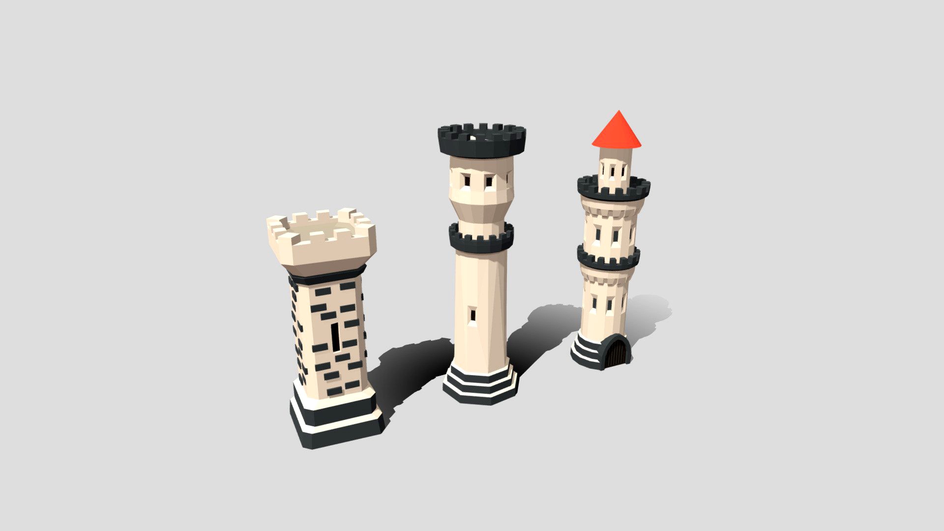 Low poly medieval towers pack