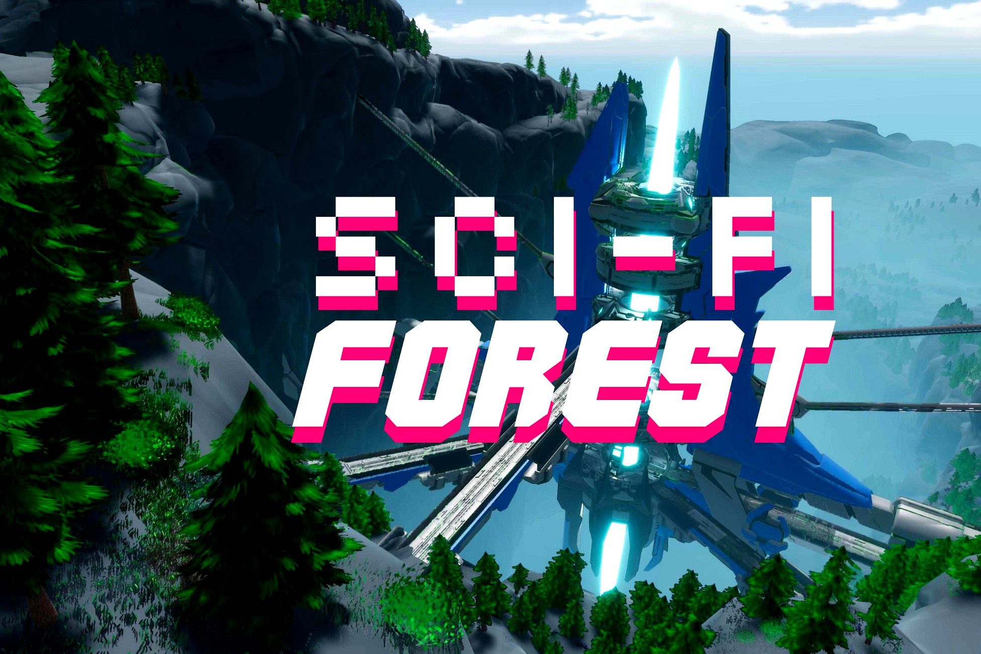 Stylized sci-fi forest environment