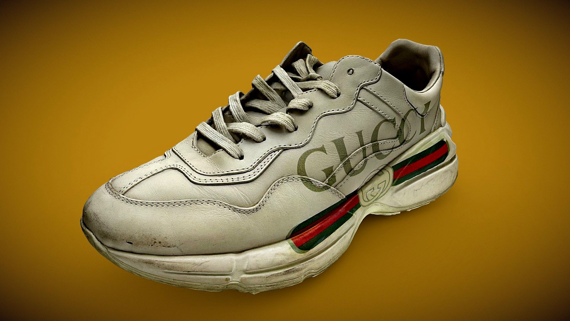 (W) Gucci Rhyton Leather Sneakers Logo