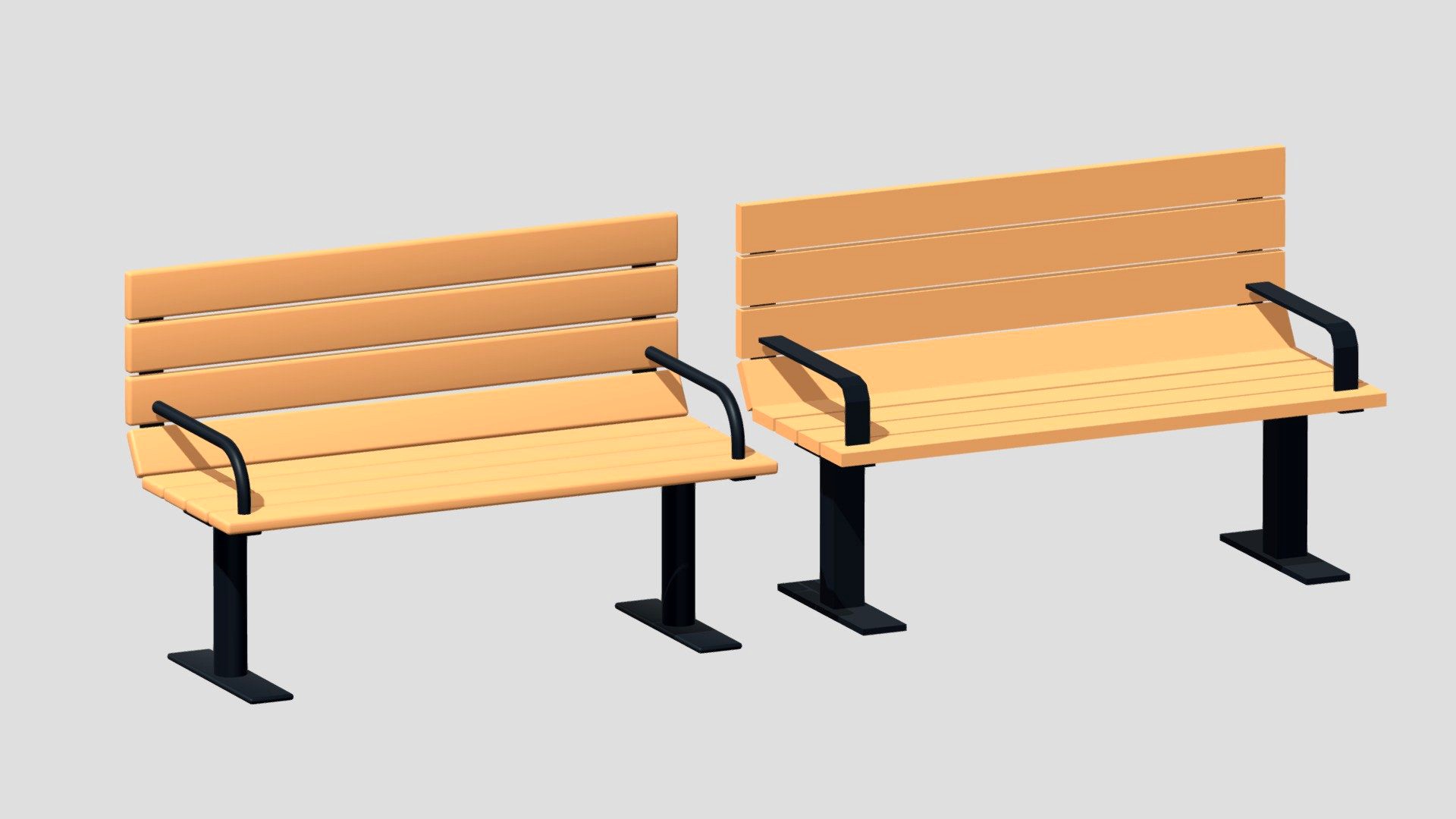 Cartoon Wooden Bench Park 1