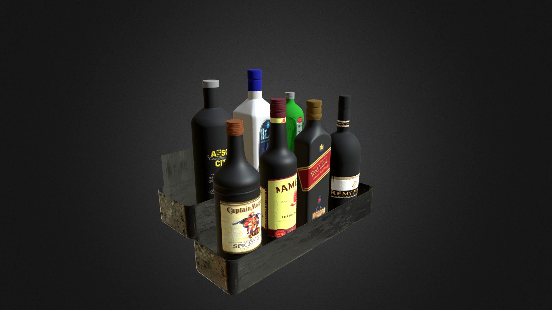 Metal Shelf with Bottles