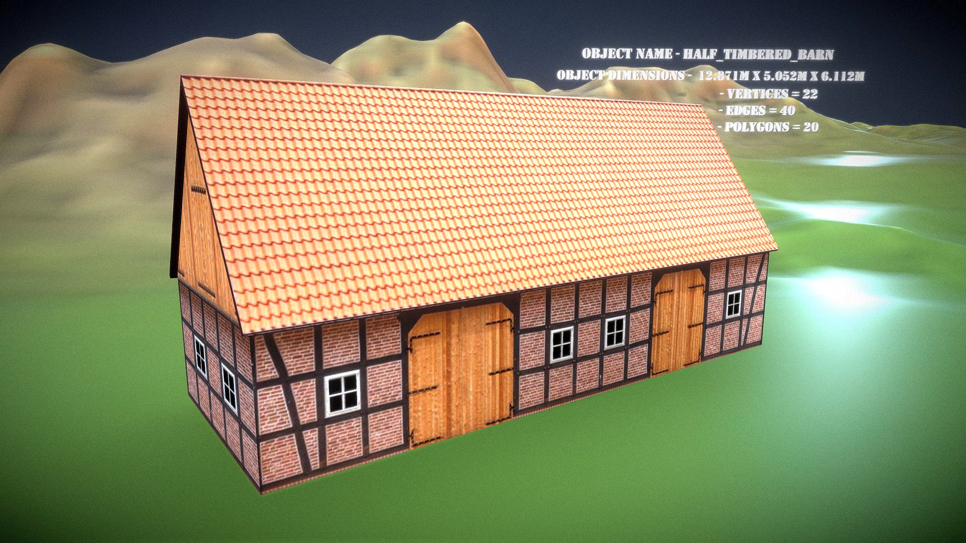 Half Timbered Barn (Low-Poly)