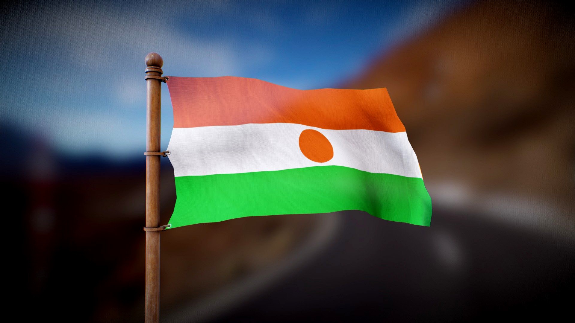 Flag of Niger - Wind Animated Loop