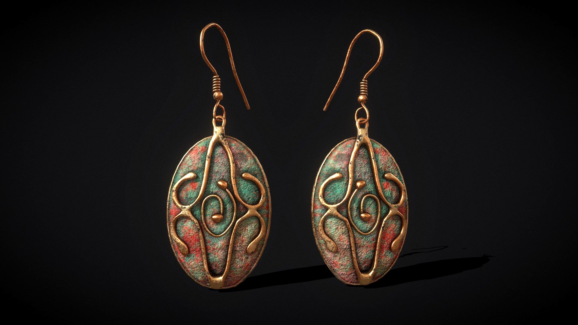 Corroding Oval Drop Earrings