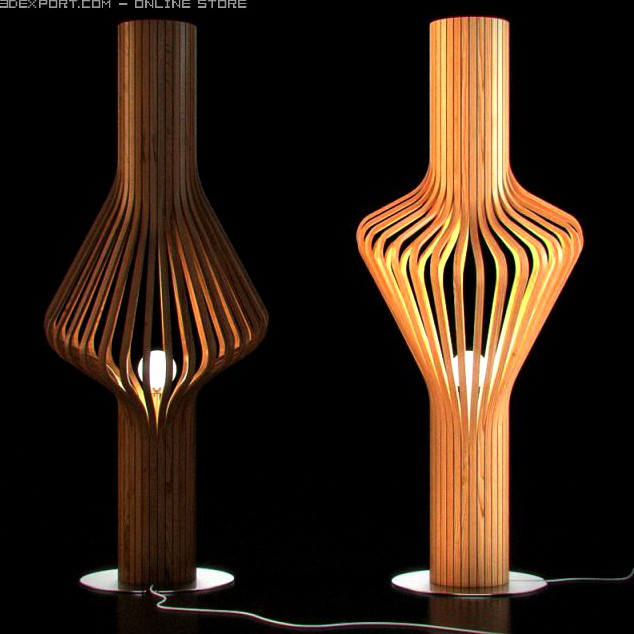 Wooden Floor Lamp 05 3D Model