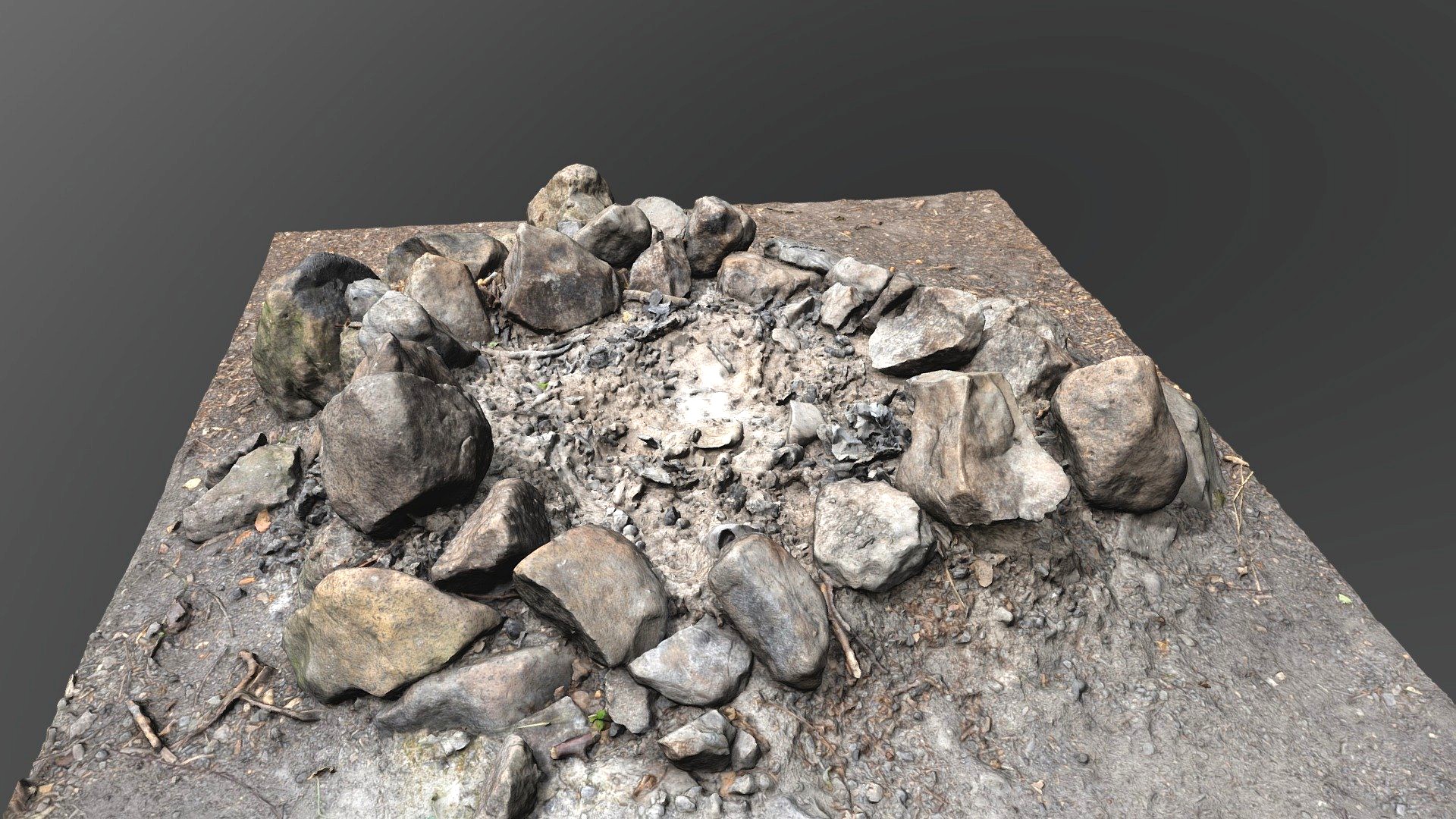 Fireplace fire pit hole campfire made of stones