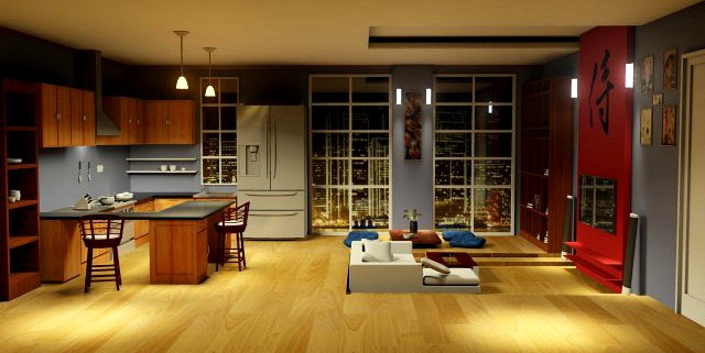 Modern Chinese Style Interior 3D Model